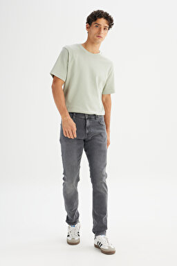 Pamuklu Slim Fit Dar Kesim Cepli Esnek Denim Jean Kot Pantolon - Ashes-L7199020905 (görsel 3)