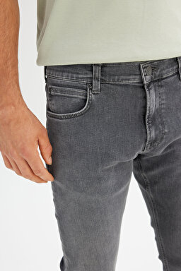 Pamuklu Slim Fit Dar Kesim Cepli Esnek Denim Jean Kot Pantolon - Ashes-L7199020905 (görsel 4)