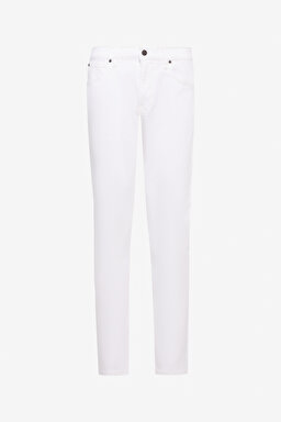 Slim Fit Dar Kesim Normal Bel Dar Paça Luke Beyaz Jean Kot Pantolon - White-L719E6361312 (görsel 6)