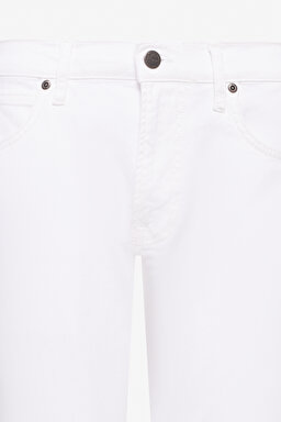 Slim Fit Dar Kesim Normal Bel Dar Paça Luke Beyaz Jean Kot Pantolon - White-L719E6361312 (görsel 7)