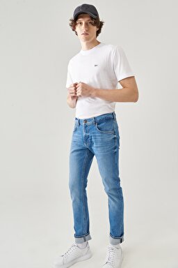 Luke Slim Tapered Fit Normal Bel Esnek Jean Kot Pantolon - Worn In Cody-L719NLLT (görsel 5)