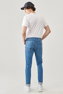 Luke Slim Tapered Fit Normal Bel Esnek Jean Kot Pantolon - Worn In Cody-L719NLLT (görsel 7)