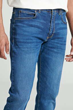 Extreme Motion Slim Fit Dar Kesim Normal Bel Mavi Esnek Jean Kot Pantolon - Stone-L72A00458 (görsel 4)