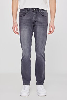 Slim Tapered Fit Dar Kesim Normal Bel Düz Paça Extreme Motion Koyu Gri Esnek Jean Kot Pantolon - Copper Falls-L72A008E47 (görsel 3)