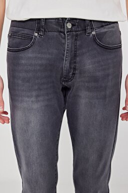 Slim Tapered Fit Dar Kesim Normal Bel Düz Paça Extreme Motion Koyu Gri Esnek Jean Kot Pantolon - Copper Falls-L72A008E47 (görsel 5)