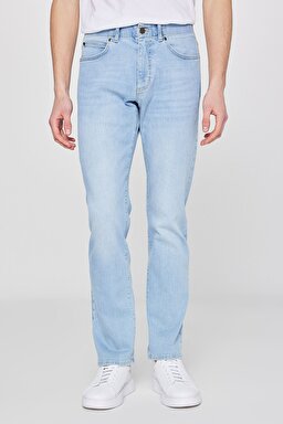 Slim Fit Dar Kesim Normal Bel Dar Paça Extreme Motion Açık Mavi Esnek Jean Kot Pantolon - Prince-L72A202204G19 (görsel 3)