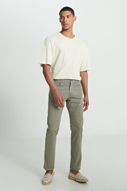Slim Fit Dar Kesim Normal Bel Dar Paça Taş Rengi Extreme Motion Pantolon - Ecru-L72AA5708A95 (görsel 2)