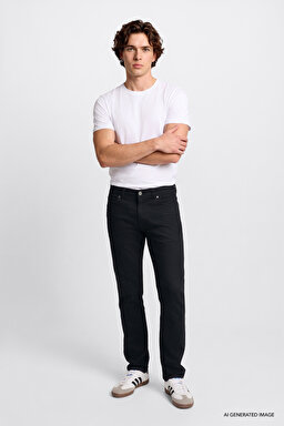 Extreme Motion Slim Fit Dar Kesim Pamuklu Esnek Siyah Denim Jean Pantolon - Black-L72ASO001