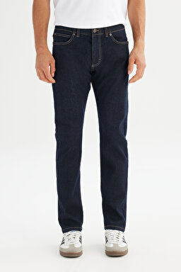 Slim Fit Normal Bel Denim Extreme Motion Jean Kot Pantolon - Dark Blue-L72ASO36 (görsel 2)