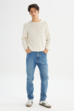 Austin Pamuklu Straight Fit Esnek Jean Denim Kot Pantolon - Mid Blue-L73300020396