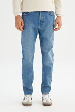 Austin Pamuklu Straight Fit Esnek Jean Denim Kot Pantolon - Mid Blue-L73300020396 (görsel 2)