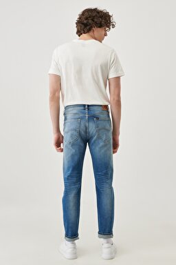 Austin Straight Fit Normal Bel Denim Esnek Jean Kot Pantolon - Mid Blue-L733002XT (görsel 5)