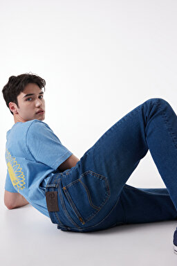 Austin Straight Fit Düz Kesim Yüksek Bel Mavi Esnek Jean Kot Pantolon - Stone-L73301258 (görsel 4)