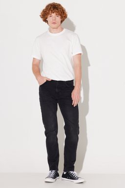 Austin Straight Fit Düz Kesim Yüksek Bel Yıkamalı Siyah Esnek Jean Kot Pantolon - Stone-L73301458 (görsel 3)