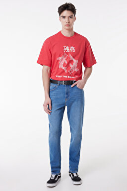 Straight Fit Düz Kesim Yüksek Bel Açık Mavi Esnek Austin Jean Denim Kot Pantolon - Imagine-L733017A34 (görsel 2)