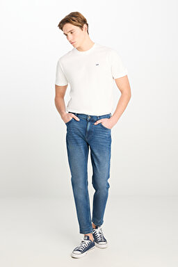 Austin Regular Tapered Fit Daralan Kesim Mavi Pamuklu Esnek Jean Denim Pantolon - Mid Indigo-L733025318 (görsel 2)