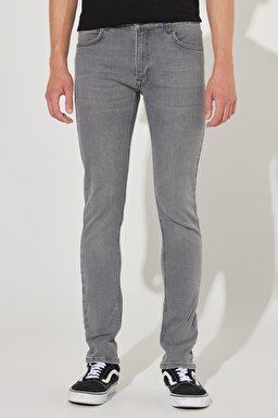 Malone Skinny Fit Dar Kesim Normal Bel Gri Esnek Jean Kot Pantolon - Grey Worn-L736072C60