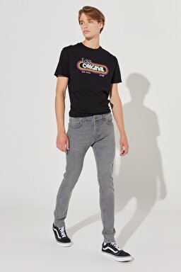 Malone Skinny Fit Dar Kesim Normal Bel Gri Esnek Jean Kot Pantolon - Grey Worn-L736072C60 (görsel 2)