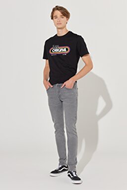 Malone Skinny Fit Dar Kesim Normal Bel Gri Esnek Jean Kot Pantolon - Grey Worn-L736072C60 (görsel 3)