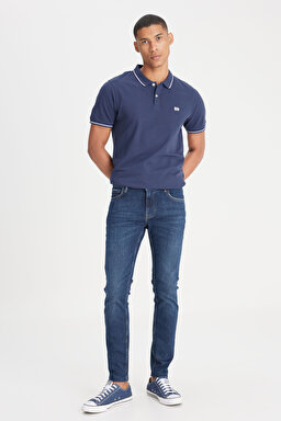 Malone Skinny Fit Dar Kesim Normal Bel Koyu Mavi Esnek Jean Kot Pantolon - Stone-L73607458 (görsel 2)