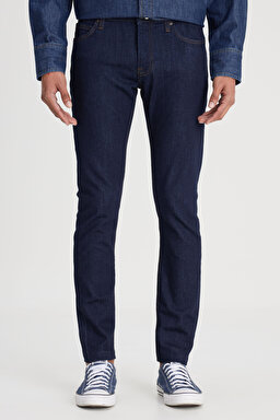 Malone Skinny Fit Dar Kesim Normal Bel Koyu Mavi Esnek Jean Kot Pantolon - Rinse-L73607536 (görsel 5)