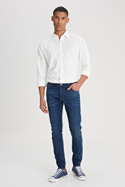 Skinny Fit Çok Dar Kesim Normal Bel Çok Dar Paça Malone Lacivert Jean Kot Pantolon - Rinse-L736147401