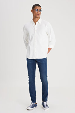 Skinny Fit Çok Dar Kesim Normal Bel Çok Dar Paça Malone Lacivert Jean Kot Pantolon - Rinse-L736147401 (görsel 2)