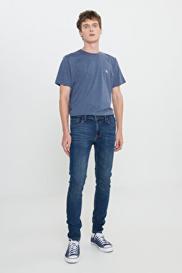 Skinny Fit Çok Dar Kesim  Normal Bel Çok Dar Paça Malone Mavi Jean Kot Pantolon - Mid Blue-L736156XT (görsel 2)