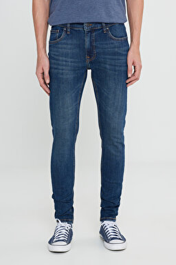 Skinny Fit Çok Dar Kesim  Normal Bel Çok Dar Paça Malone Mavi Jean Kot Pantolon - Mid Blue-L736156XT (görsel 3)