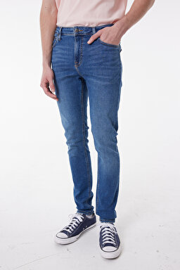 Skinny Fit Dar Kesim Düşük Bel Açık Mavi Malone Jean Denim Kot Pantolon - Used-L736AHKR (görsel 3)