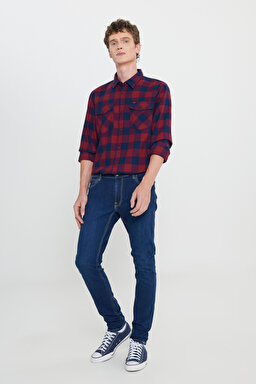 Malone Skinny Fit Dar Kesim Normal Bel Esnek Jean Kot Pantolon - Washed Dark-L736EMXA