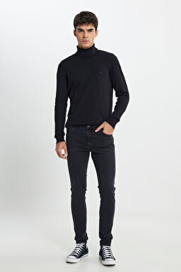 Malone Skinny Fit Dar Kesim Düşük Bel Siyah Esnek Jean Kot Pantolon - Black-L736PJST