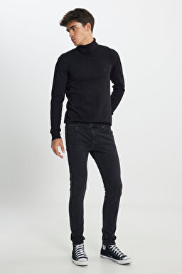 Malone Skinny Fit Dar Kesim Düşük Bel Siyah Esnek Jean Kot Pantolon - Black-L736PJST (görsel 2)