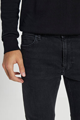 Malone Skinny Fit Dar Kesim Düşük Bel Siyah Esnek Jean Kot Pantolon - Black-L736PJST (görsel 7)