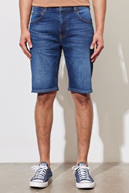 Regular Fit Normal Kesim Normal Bel Esnek Jean Kot Şort - Vcr Dark Worn-L73MHVB72