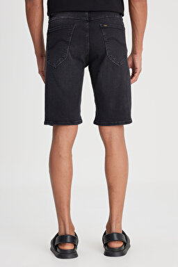 Regular Fit Normal Kesim Normal Bel Siyah Esnek Jean Kot Şort - Black Worn in-L73MKPC48 (görsel 8)