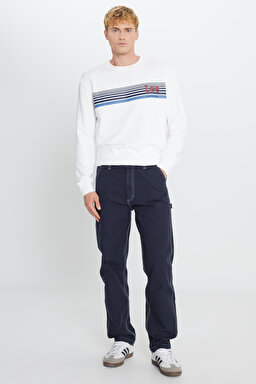 %100 Pamuk Relaxed Fit Rahat Kesim Jean Kot Denim Pantolon - Rebel Navy-L75K202302917