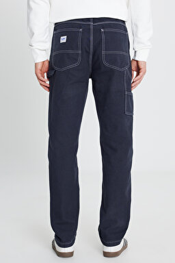%100 Pamuk Relaxed Fit Rahat Kesim Jean Kot Denim Pantolon - Rebel Navy-L75K202302917 (görsel 5)