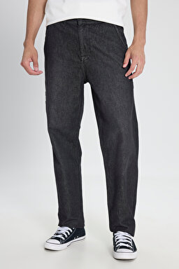 Carpenter Fit %100 Pamuk Düşük Bel Geniş Paça Jean Kot Pantolon - Black Stone Mill-L75KARGT (görsel 3)