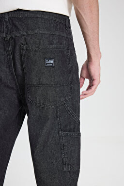 Carpenter Fit %100 Pamuk Düşük Bel Geniş Paça Jean Kot Pantolon - Black Stone Mill-L75KARGT (görsel 6)