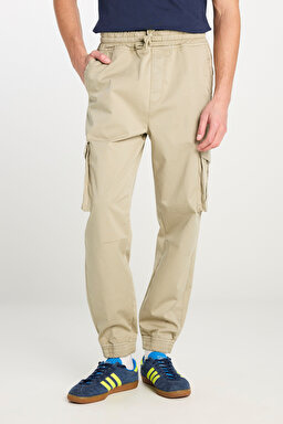 Regular Fit Normal Kesim Ribanalı Paça Kargo Cepli Haki Jogger Pantolon - Stone-L76E0000158 (görsel 3)