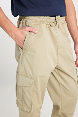 Regular Fit Normal Kesim Ribanalı Paça Kargo Cepli Haki Jogger Pantolon - Stone-L76E0000158 (görsel 5)