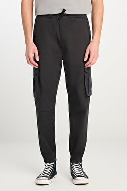 Regular Fit Normal Kesim Ribanalı Paça Kargo Cepli Antrasit Jogger Pantolon - Washed Black-L76E00001JA (görsel 3)
