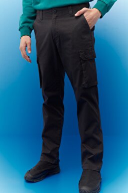 Straight Fit Normal Bel Düz Paça Kargo Cepli Pantolon - Shadow-L76ECTWC