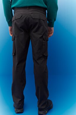Straight Fit Normal Bel Düz Paça Kargo Cepli Pantolon - Shadow-L76ECTWC (görsel 3)