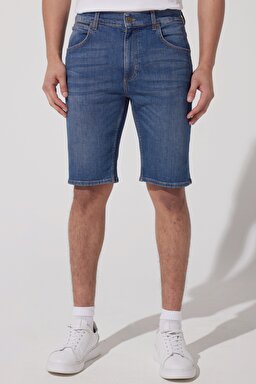 Regular Fit Normal Keism Normal Bel Mavi Esnek Jean Kot Şort - Ross-L78DDBA78