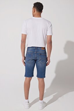 Regular Fit Normal Keism Normal Bel Mavi Esnek Jean Kot Şort - Ross-L78DDBA78 (görsel 6)