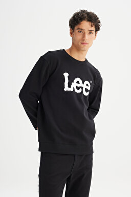 Regular Fit Normal Kesim %100 Pamuk Sıfır Yaka Sweatshirt - Black-L80XTJ01 (görsel 2)