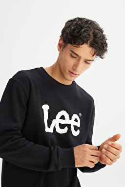 Regular Fit Normal Kesim %100 Pamuk Sıfır Yaka Sweatshirt - Black-L80XTJ01 (görsel 5)