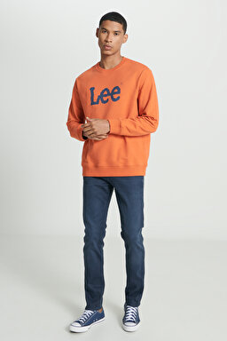 Regular Fit Normal Kesim %100 Pamuk Sıfır Yaka Sweatshirt - Orange-L80XTJBH (görsel 3)